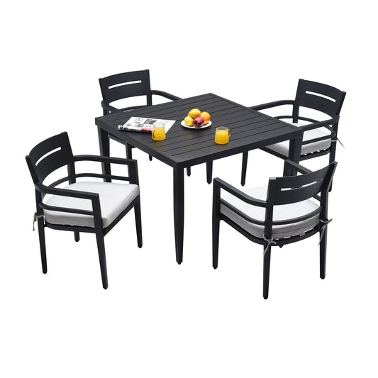 GOMYHOME 5-Piece Outdoor Patio Aluminum Furniture, Modern Dining Set, including 4 Dining