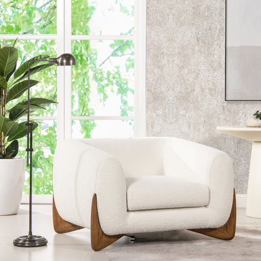 GOMYHOME Alpine 44" Sherpa Arm Chair, Ivory White Boucle for living room