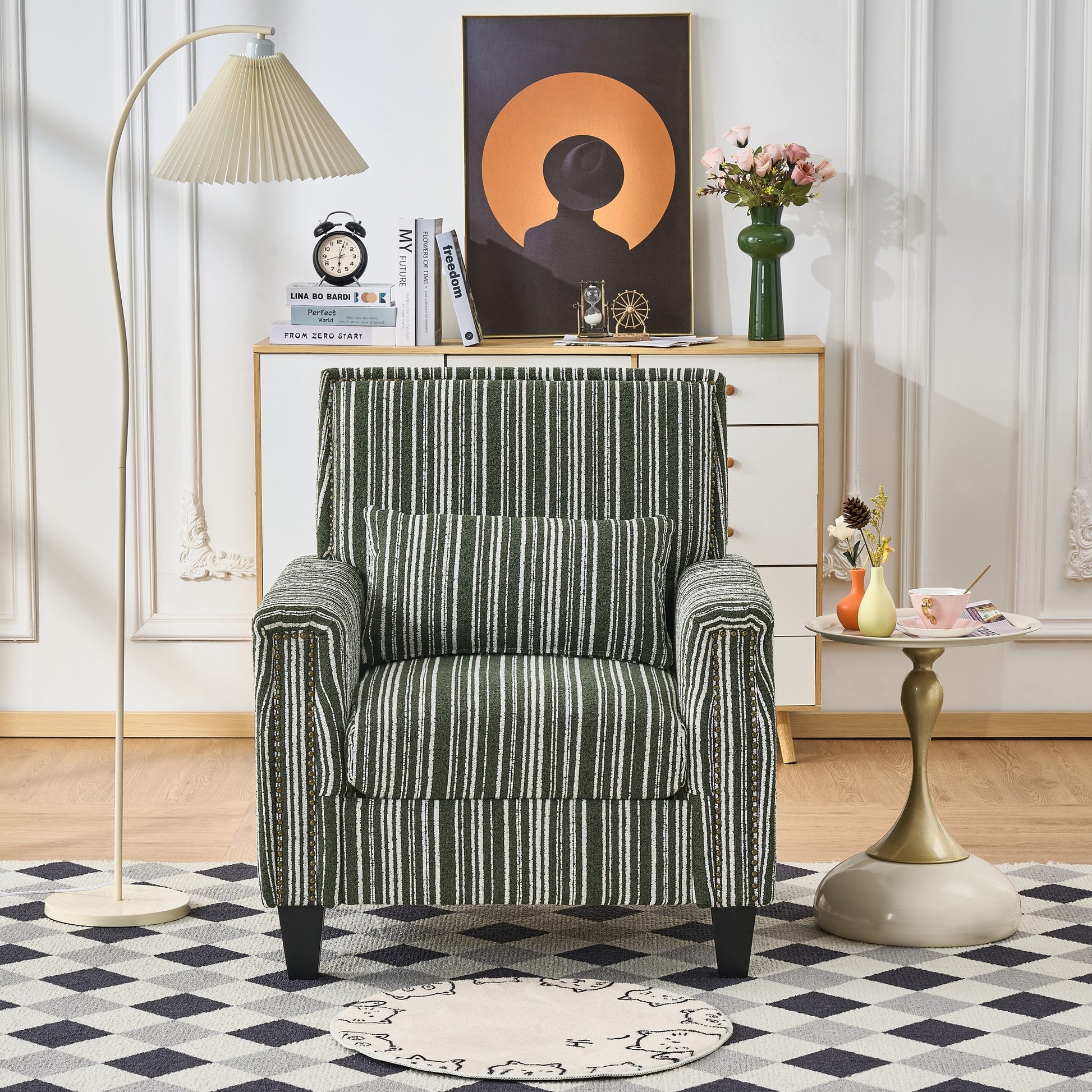 GOMYHOME Green Upholstered Accent Chair Green for modern living room