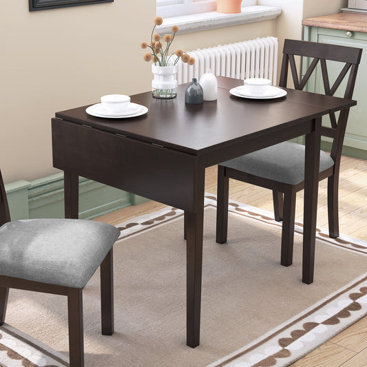 Folding Dining Table with Birch Veneer MDF Top and Solid Rubberwood Legs