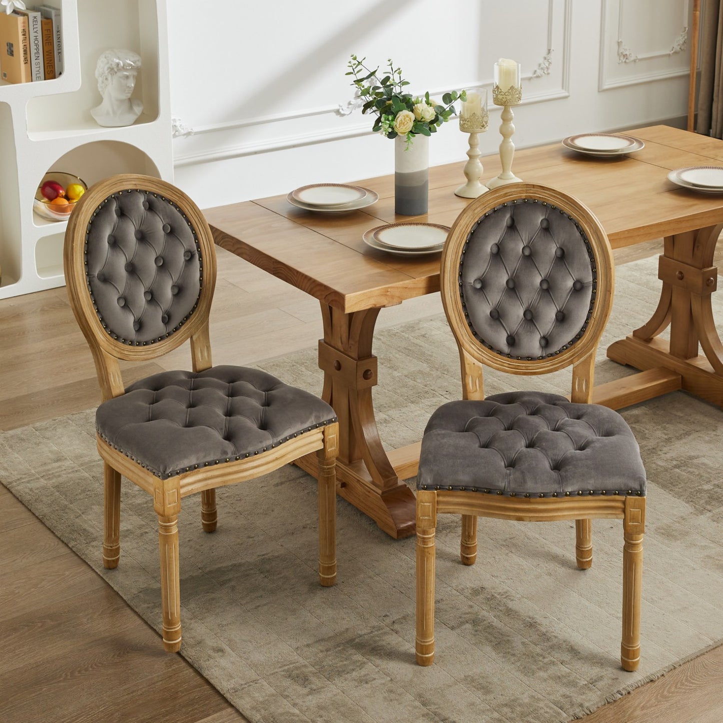 GOMYHOME Gray Set Of 2 Modern Upholstered Dining Chairs