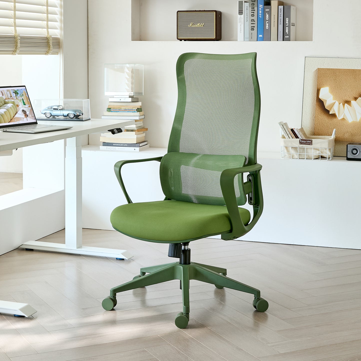 GOMYHOME Green Ergonomic Mesh Office Chair with Adjustable Lumbar Support