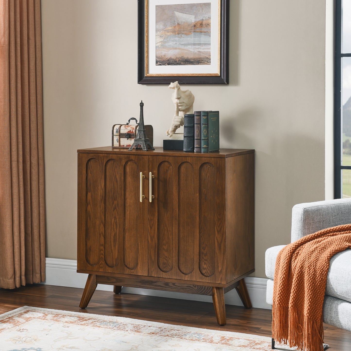 GOMYHOME walnut sideboard cabinet for modern home storage