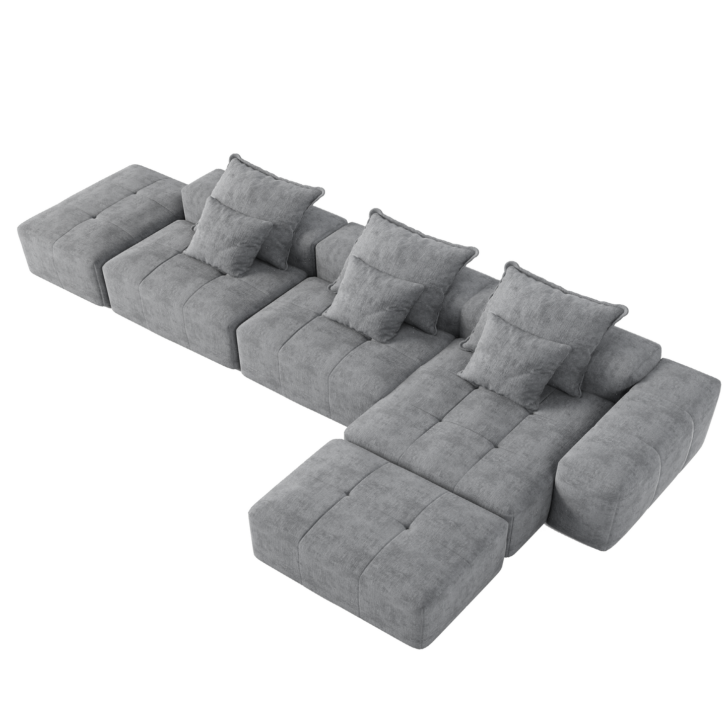 GOMYHOME Grey 6-Piece Oversized Chenille Modular Sectional Sofa