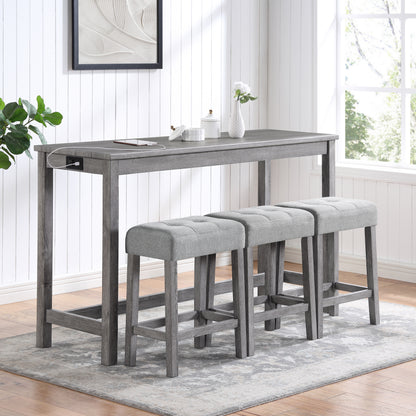 GOMYHOME Gray Solid Wood+MDF 58.4" Dining Table Set for dining room