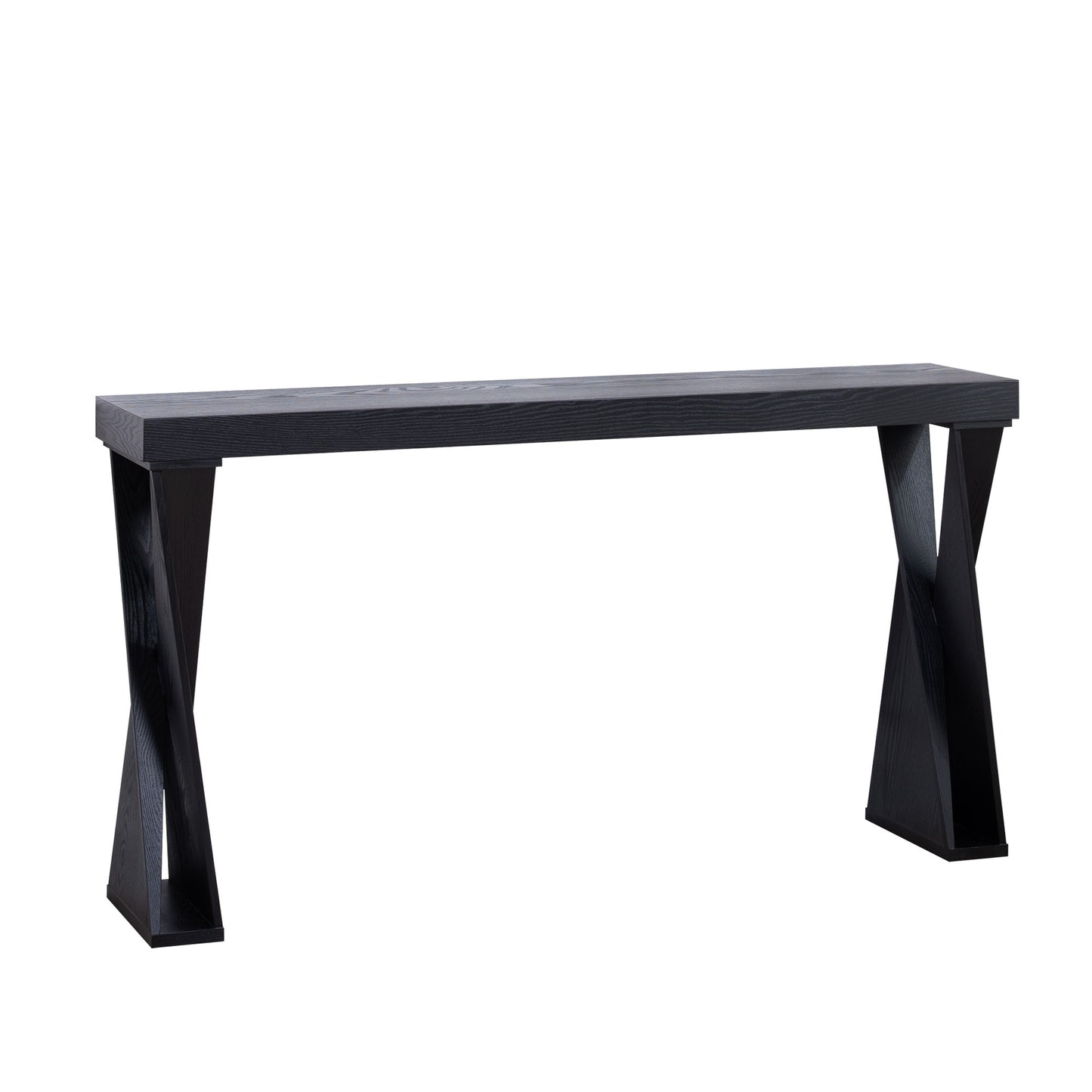GOMYHOME Modern Console Table – 58.3' Narrow Entryway Table, Black Manufactured Wood Sofa Table with Crossed Legs for Hallway, Living Room, or Office