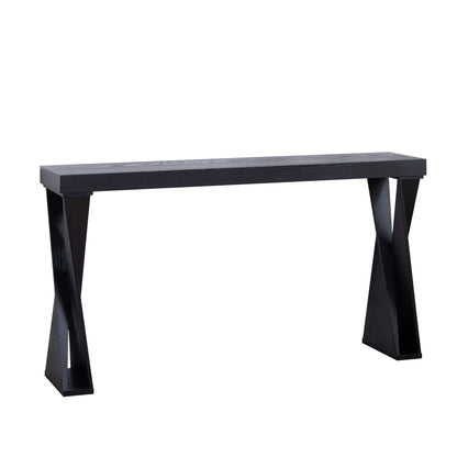 GOMYHOME Modern Console Table – 58.3' Narrow Entryway Table, Black Manufactured Wood Sofa Table with Crossed Legs for Hallway, Living Room, or Office
