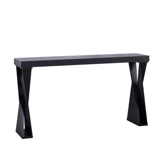 GOMYHOME Modern Console Table – 58.3' Narrow Entryway Table, Black Manufactured Wood Sofa Table with Crossed Legs for Hallway, Living Room, or Office