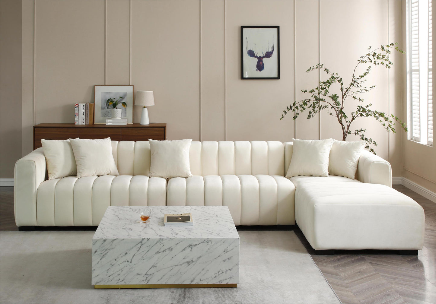 GOMYHOME Beige Sectional Sofa for Modern Living Rooms