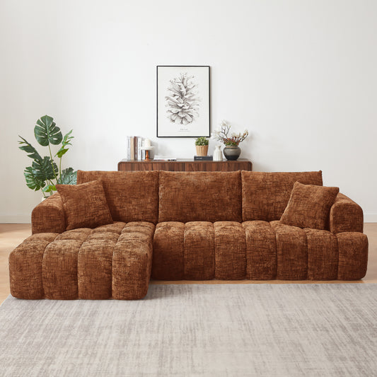 GOMYHOME Chenille L-Shape Luxury Sectional Oversized Sofa,Mnimalist Design,Comfy Sleeper Couch for Living Room,Apartment&Reception Spaces,No Assembly Required