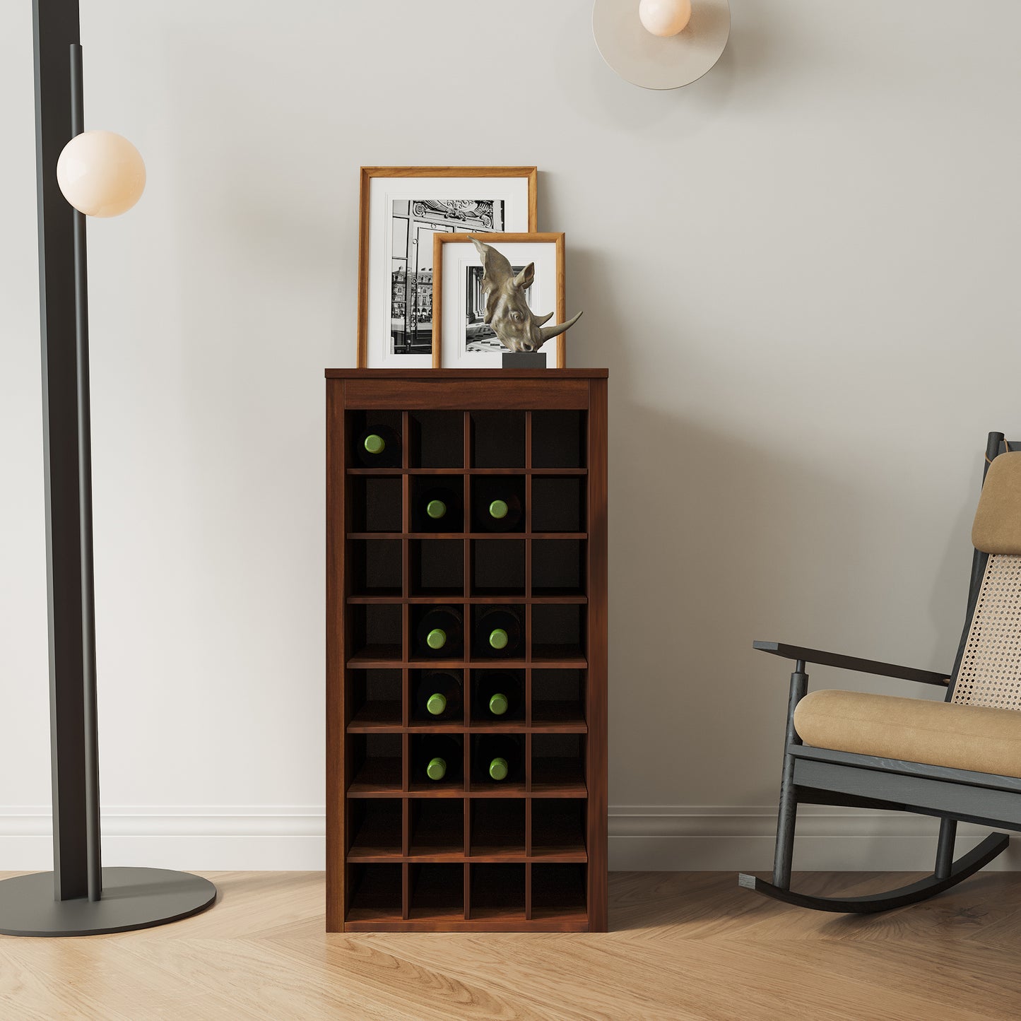 GOMYHOME brown walnut color modular 32  wine bar cabinet Buffet Cabinet
