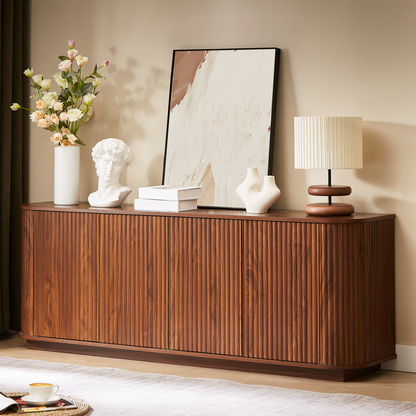 GOMYHOME Sideboard Storage Cabinet TV Stand with wave pattern Buffet Cabinet Wooden Vertical