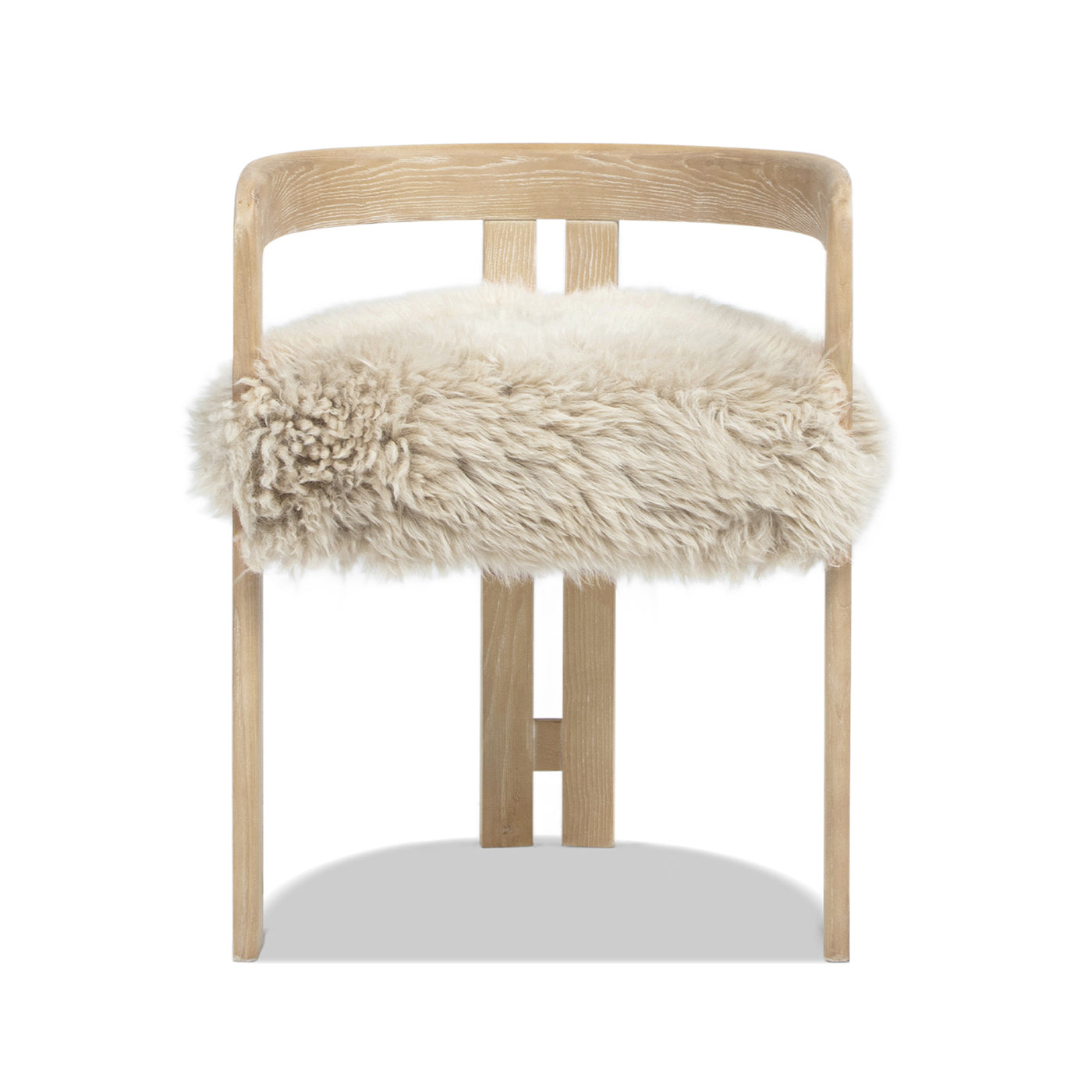 GOMYHOME Millwick 21" Low Back Genuine Fur Dining Chair, Natural Blonde Genuine Fur