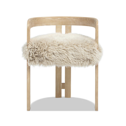 GOMYHOME Millwick 21" Low Back Genuine Fur Dining Chair, Natural Blonde Genuine Fur
