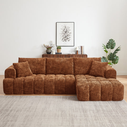 GOMYHOME Chenille L-Shape Luxury Sectional Oversized Sofa,Mnimalist Design,Comfy Sleeper Couch for Living Room,Apartment&Reception Spaces,No Assembly Required