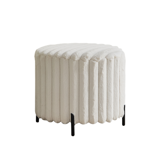 GOMYHOME Round Upholstered Ottoman, Small Footrest Stool, White