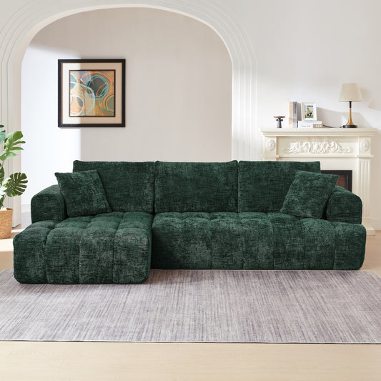 GOMYHOME Chenille L-Shape Luxury Sectional Oversized Sofa,Mnimalist Design,Comfy Sleeper Couch for Living Room,Apartment&Reception Spaces,No Assembly Required
