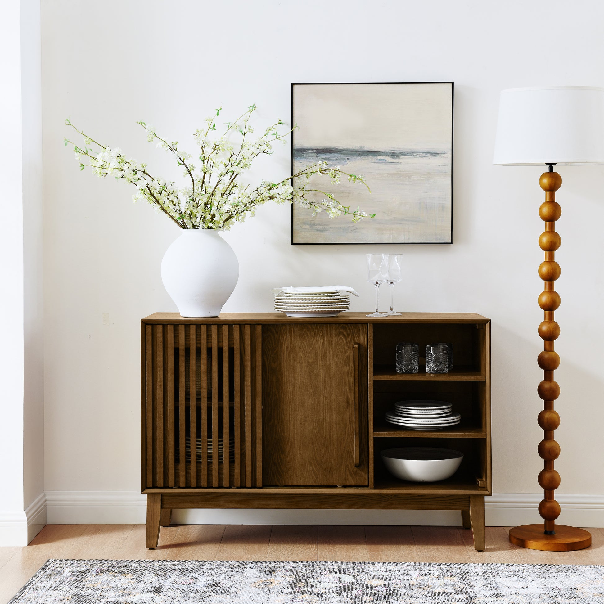 GOMYHOME walnut brown sideboard cabinet for modern home storage