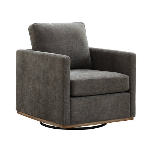GOMYHOME Chenille Swivel Accent Chair, Square Deep Seating Living Room Chair, Charcoal, 30.7"