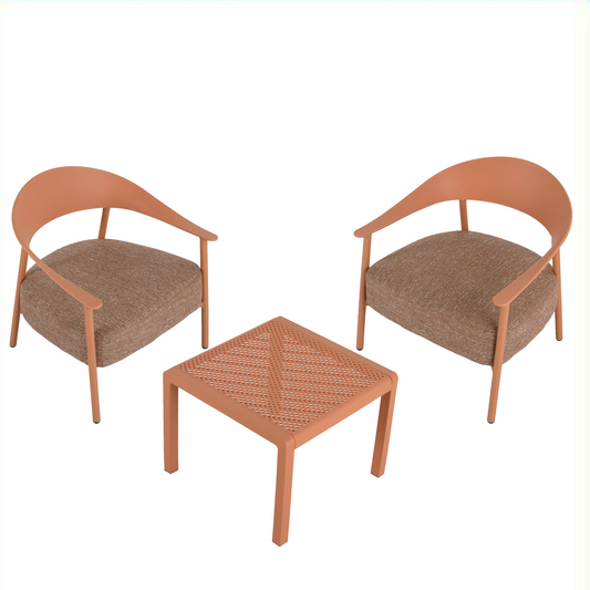 GOMYHOME Summer Apricot Brown Accent Chair Set with Coffee Table