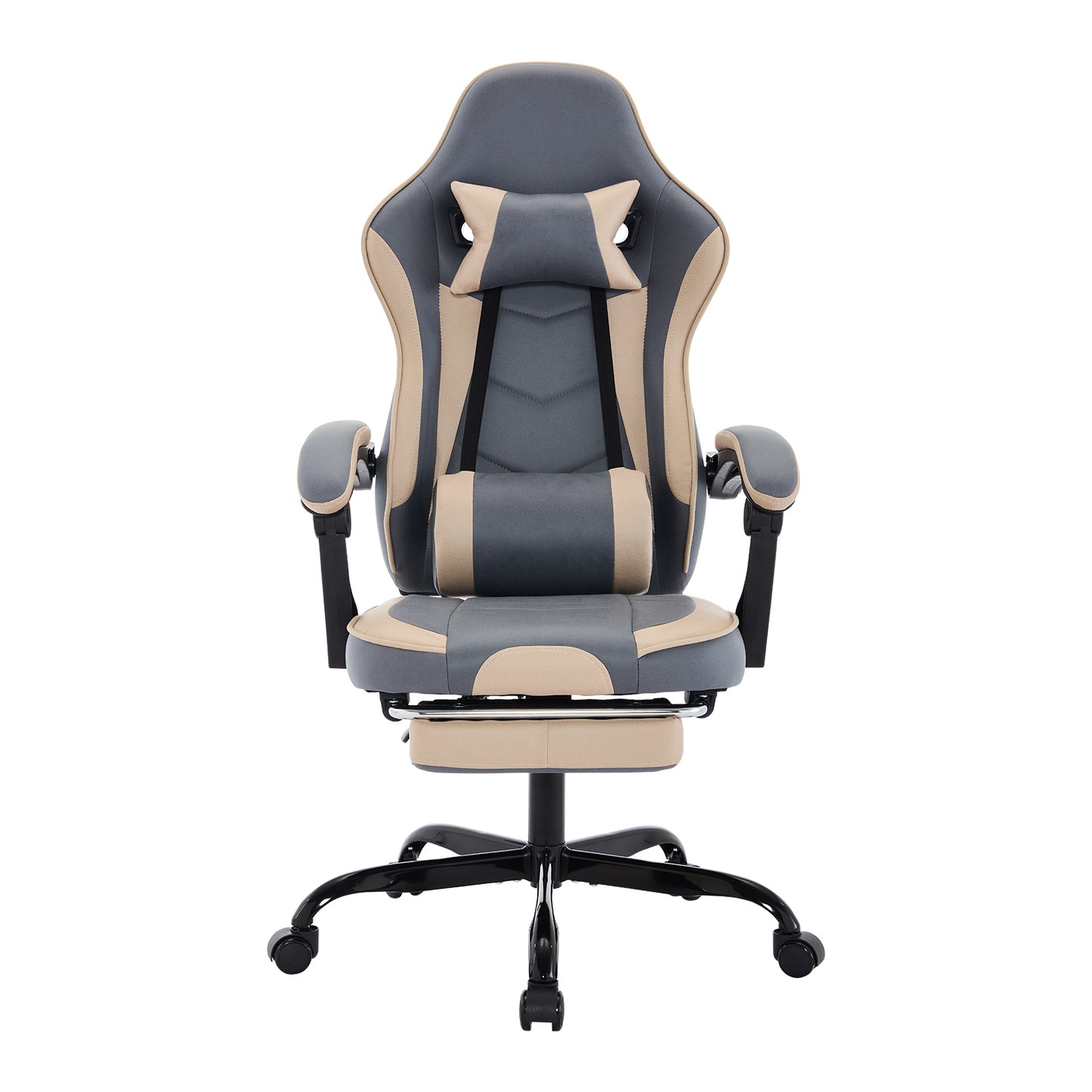 GOMYHOME Gaming Chair, Ergonomic Computer Chair with Footrest and Massage Lumbar Support, Height Adjustable Swivel Video Game Chair for Adults, 300lb Max, Blue Beige