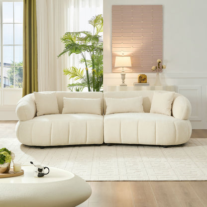 GOMYHOME Beige 2-Piece Curved Sofa and Accent Chair Living Room Set