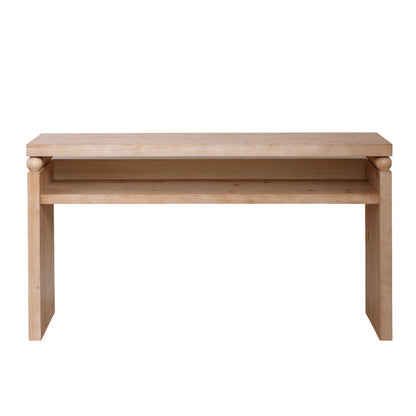 GOMYHOME Modern Rustic Console Table – 59 Wood Entryway Table with Shelf & Decorative Bead Detail