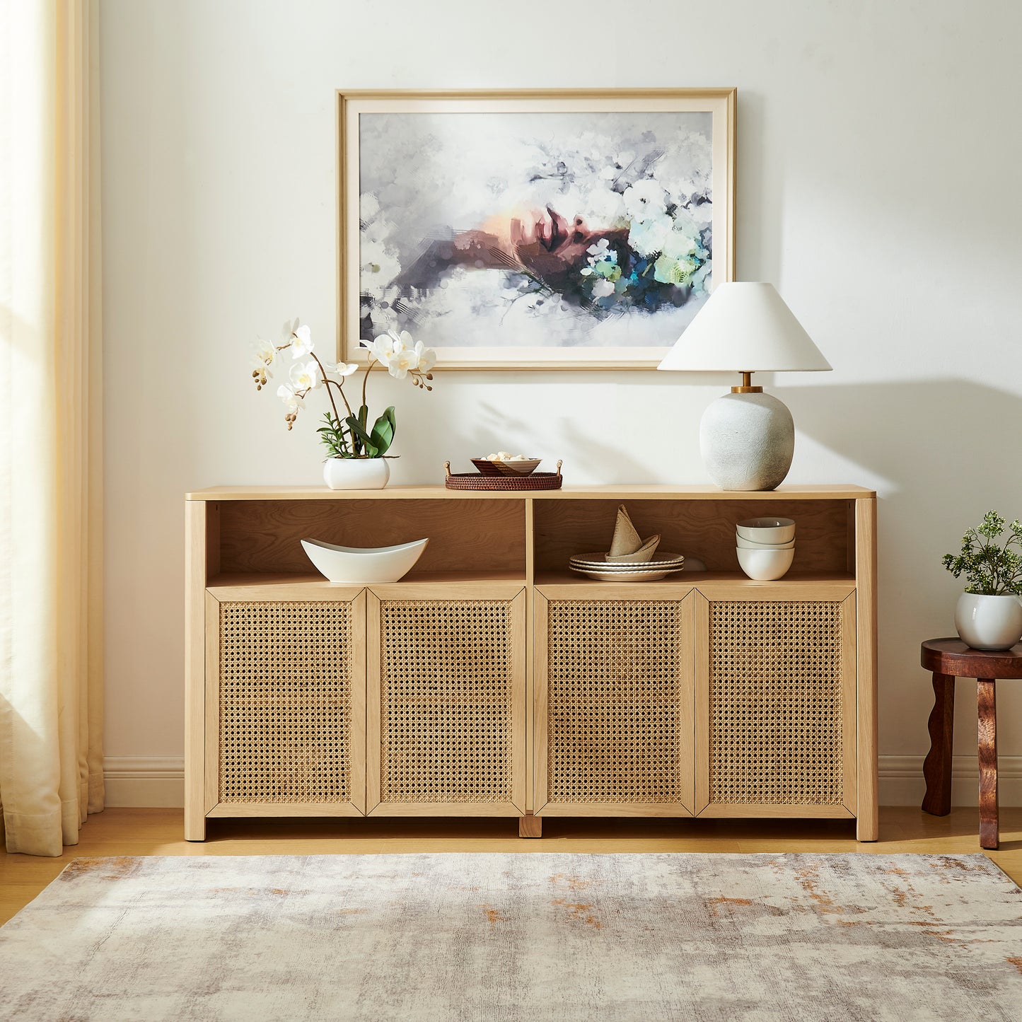 GOMYHOME natural bar cabinet for modern home storage