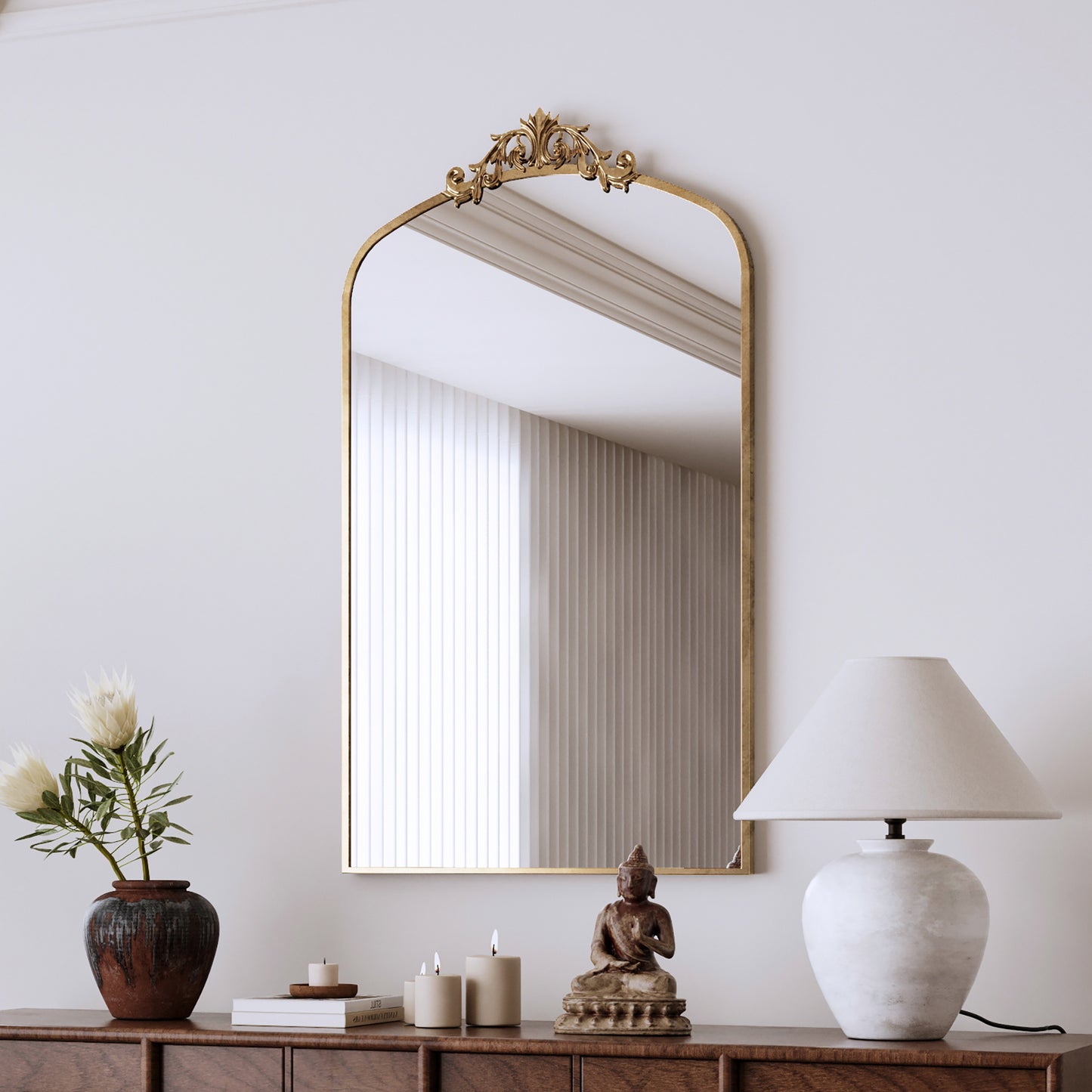 GOMYHOME Antique Bronze Wall Mirror for Bedroom and Entryway