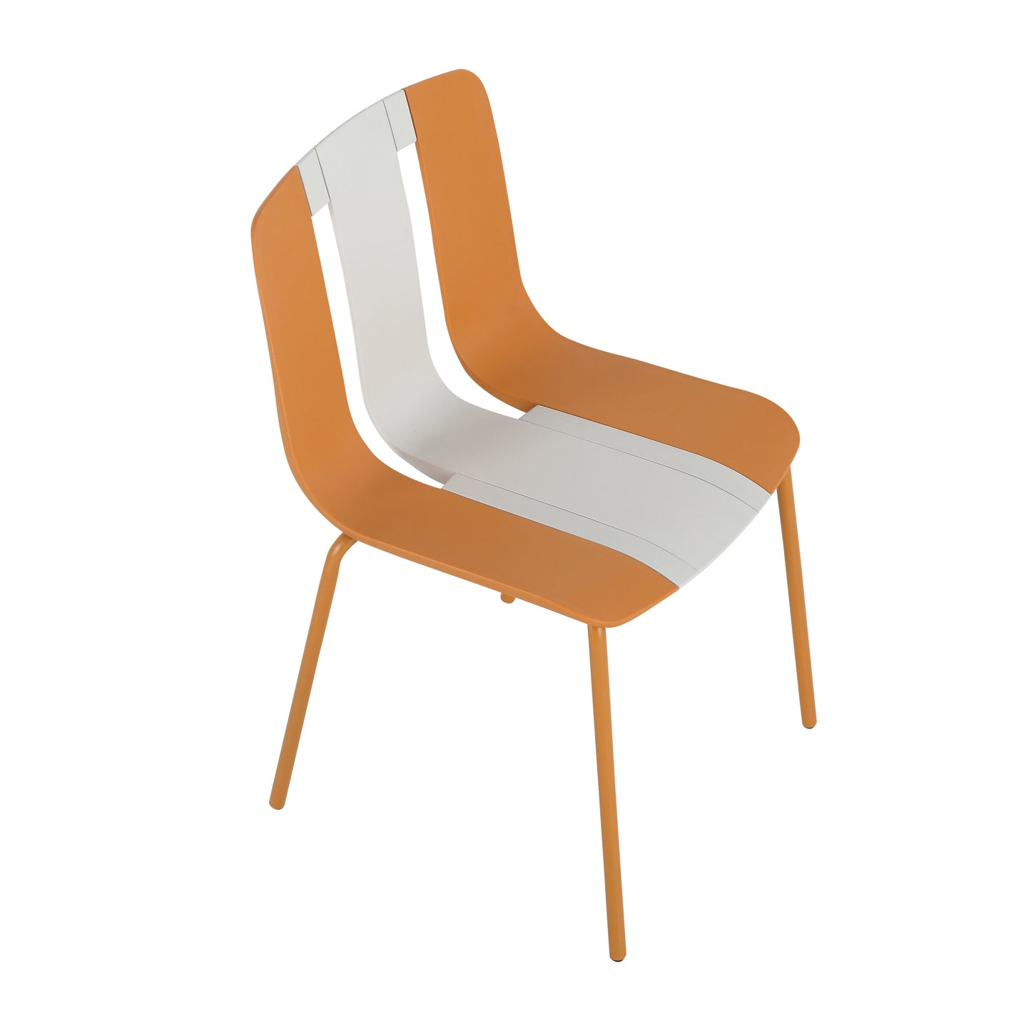GOMYHOME Summer 4-Pack Striped Indoor/Outdoor Chairs, White & Orange