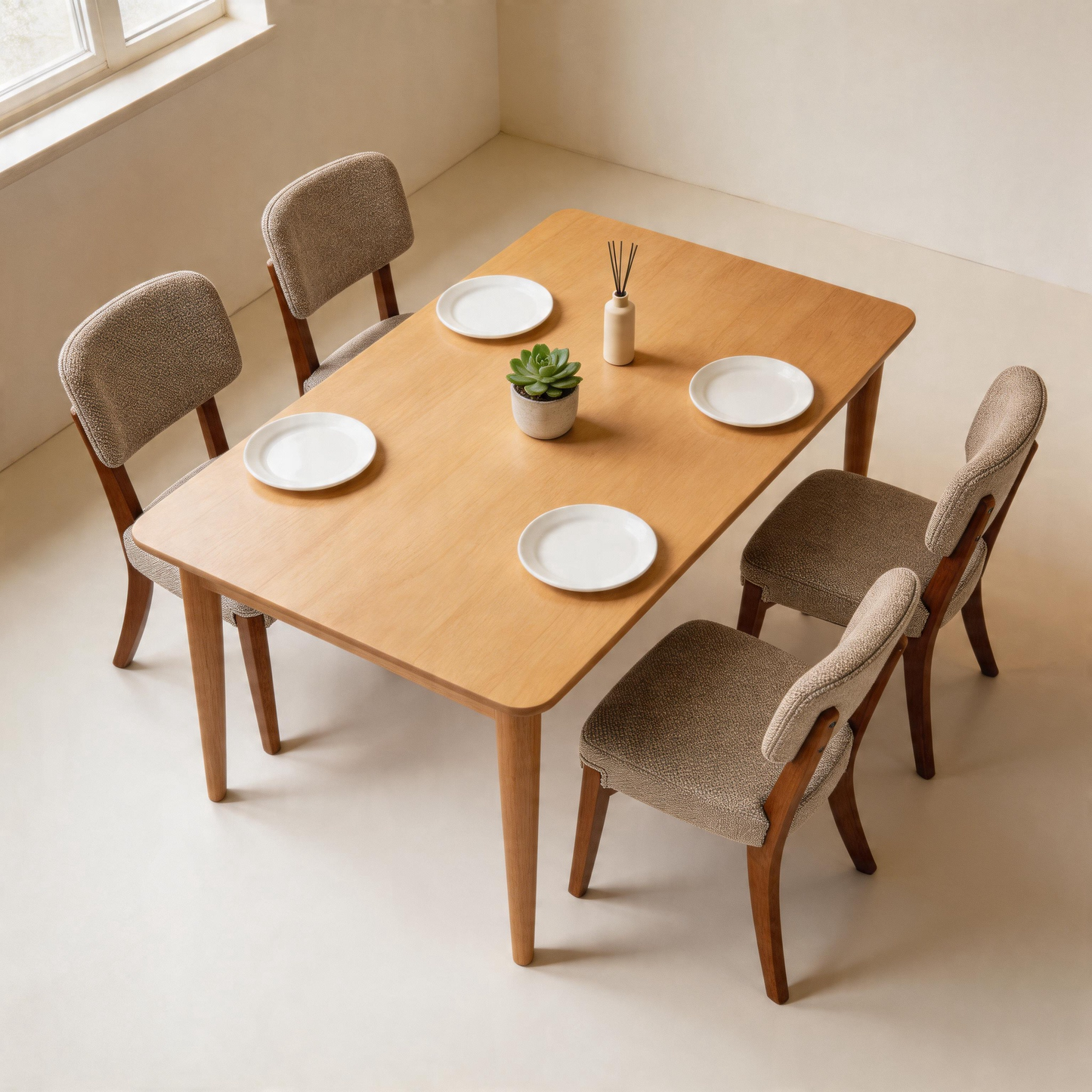 GOMYHOME Upholstered Dining Chairs Set of 4, Fabric Seat Wood Frame Side Chairs