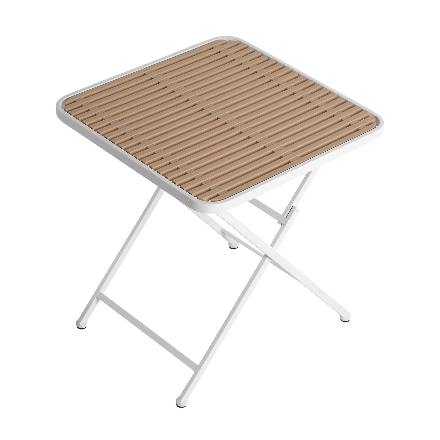 GOMYHOME Summer Folding Square Indoor/Outdoor Table, White & Khaki