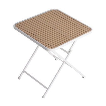 GOMYHOME Summer Folding Square Indoor/Outdoor Table, White & Khaki
