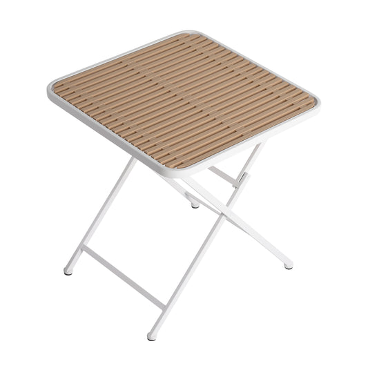 GOMYHOME Summer Folding Square Indoor/Outdoor Table, White & Khaki