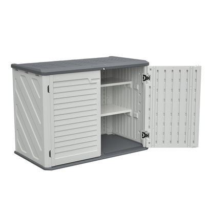 GOMYHOME Horizontal Storage Shed with Removable Shelf, Large Lockable Outdoor Storage