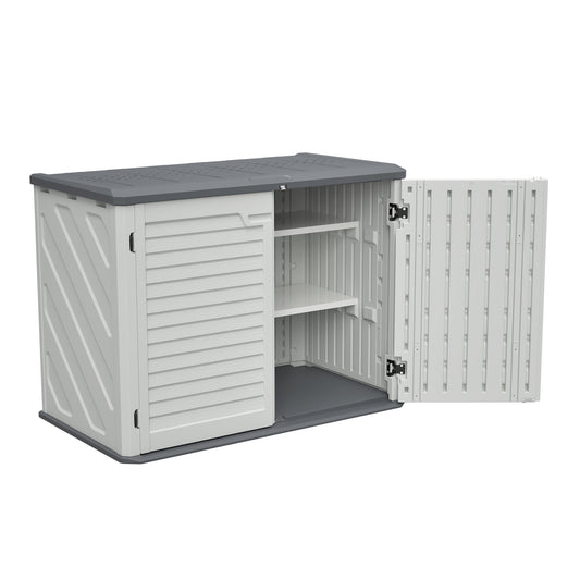 GOMYHOME Horizontal Storage Shed with Removable Shelf, Large Lockable Outdoor Storage