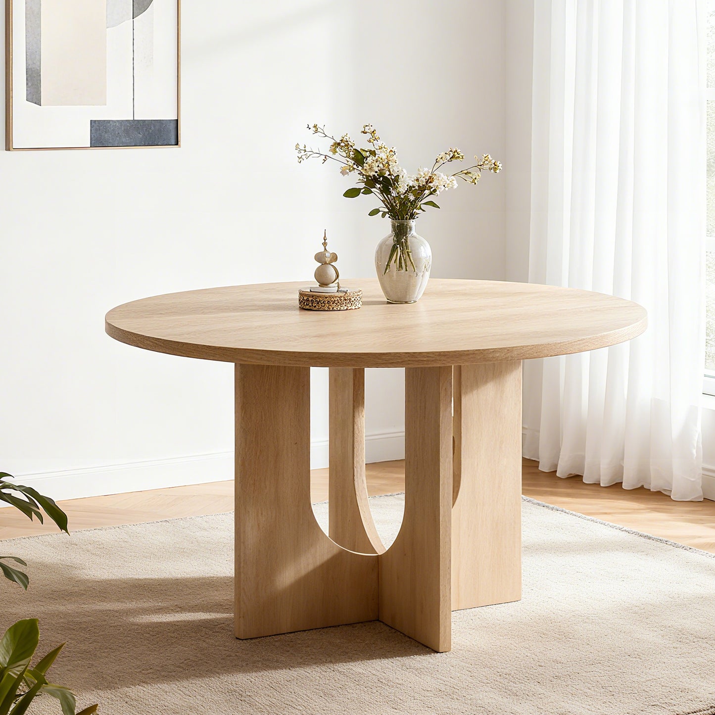 GOMYHOME light oak light oak 47.3-inch round dining table for 4 for dining room and kitchen