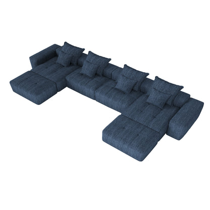GOMYHOME Blue 8-Piece Oversized Chenille Modular Sectional Sofa