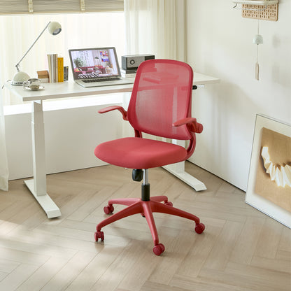 GOMYHOME Red Ergonomic Mesh Office Chair with Flip-Up Arms and Lumbar Support