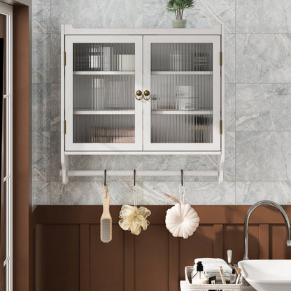 GOMYHOME 24.8-Inch Glass Door Wall Cabinet with Towel Rack Storage
