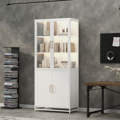 GOMYHOME White Storage Cabinet Set of 2 for Organized Homes with Practical Modern Style
