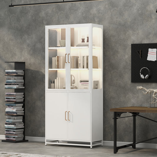 GOMYHOME White Storage Cabinet Set of 2 for Organized Homes with Practical Modern Style