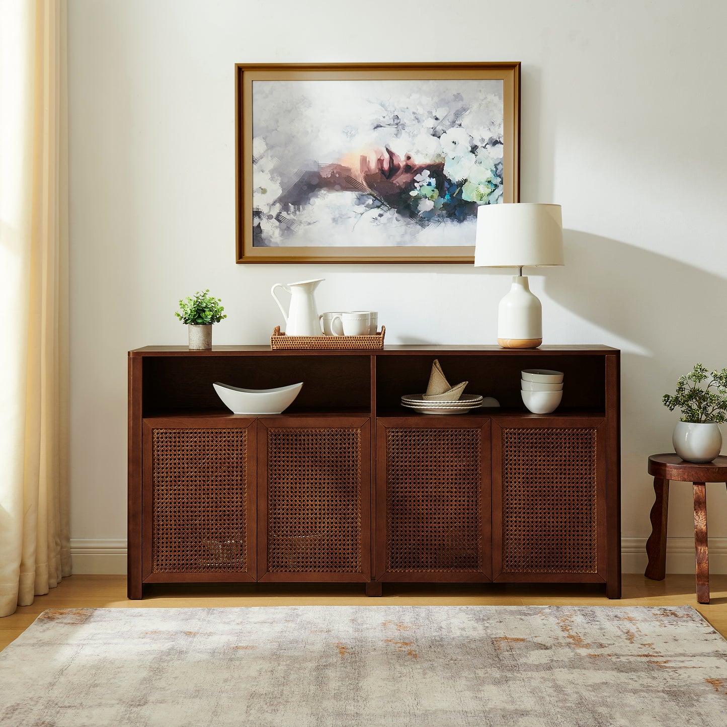 GOMYHOME walnut bar cabinet for modern home storage