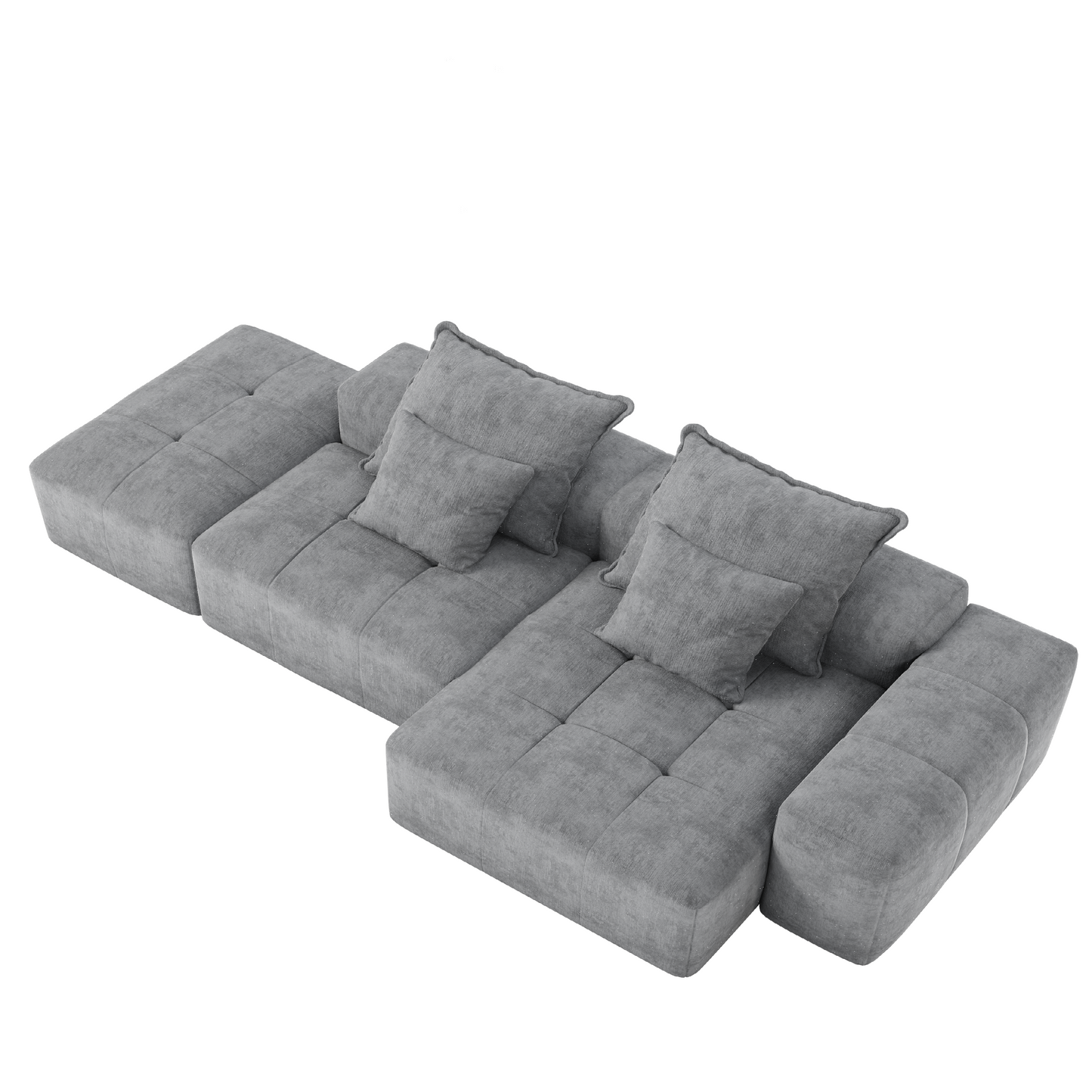 GOMYHOME 4-Piece Chenille Modular Sectional Sofa with ottoman, seat, chaise lounge, and armrest
