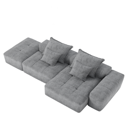 GOMYHOME 4-Piece Chenille Modular Sectional Sofa with ottoman, seat, chaise lounge, and armrest