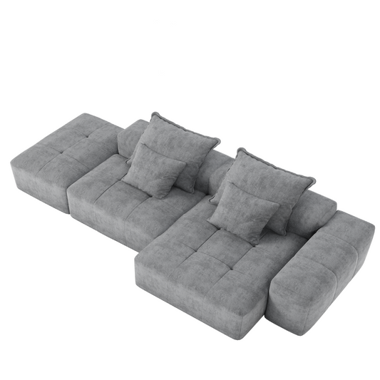 GOMYHOME 4-Piece Chenille Modular Sectional Sofa with ottoman, seat, chaise lounge, and armrest