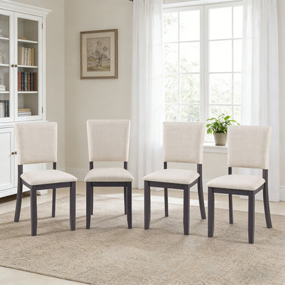 GOMYHOME antique black, beige antique black, beige upholstered dining chair set of 4 for dining room and kitchen