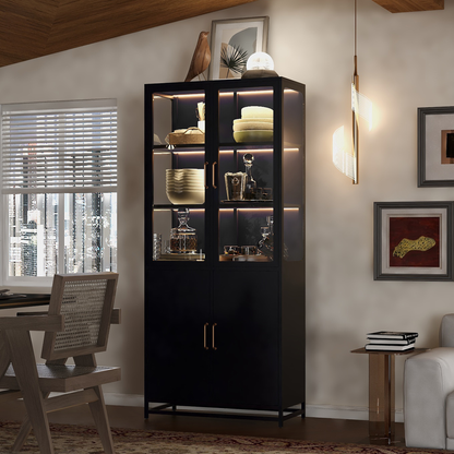 GOMYHOME Black Storage Cabinet Set of 2 for Organized Homes with Practical Modern Style