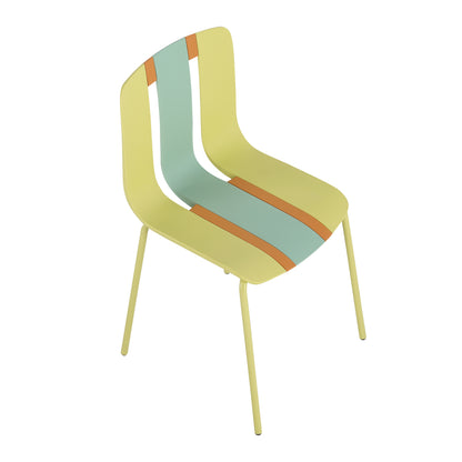 GOMYHOME Summer - 4-Pack Modern Striped Color Block Chairs – Indoor/Outdoor PP Plastic Seat