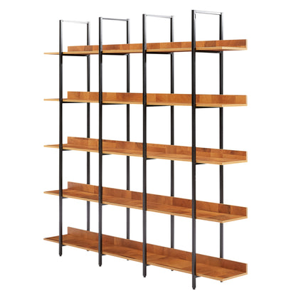 GOMYHOME 5 Tier Bookcase Home Office Open Bookshelf, Vintage Industrial Style Shelf, MDF